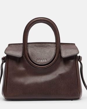 STAUD Maude Mini Leather Tote Bag - Brown