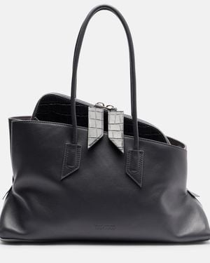 The Attico La Passeggiata Medium Leather Tote Bag - Black