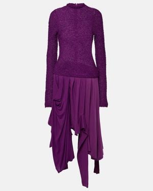 Acne Studios Damage Pleated Cotton Midi Dress - Purple
