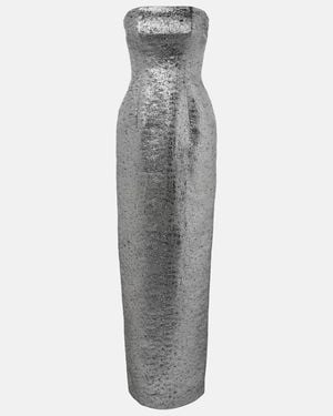 Emilia Wickstead Laelia Jacquard Bustier Gown - Grey