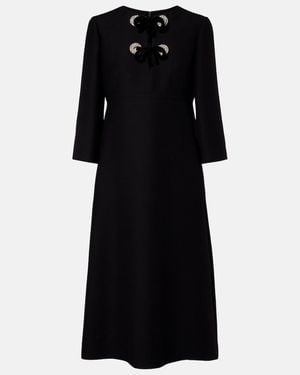 Valentino Crepe Couture Embellished Midi Dress - Black