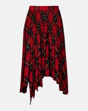 McQueen Macqueen Tartan Pleated Midi Skirt - Red
