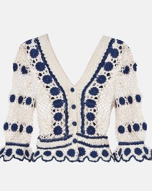 Anna Kosturova Bouquette Crochet Cotton Cardigan - Blue