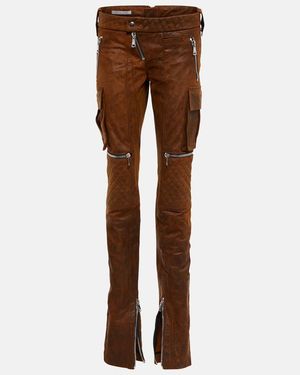 LAQUAN SMITH Leather Straight Pants - Brown