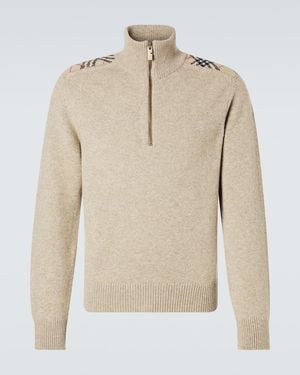 Burberry Pullover Check Aus Wolle Und Kaschmir - Natur