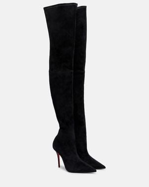 Christian Louboutin Miss Z 100 Suede Over-The-Knee Boots - Black