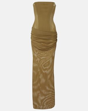 Alex Perry Sheer Strapless Corset Dress - Green