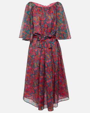 Eres Bedrucktes Midikleid Daisy Aus Baumwolle - Rot