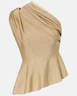 KHAITE Aimee One-Shoulder Lame Top - Natural