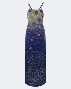 La Fuori Sapphire Stardust Embellished Gown - Blue