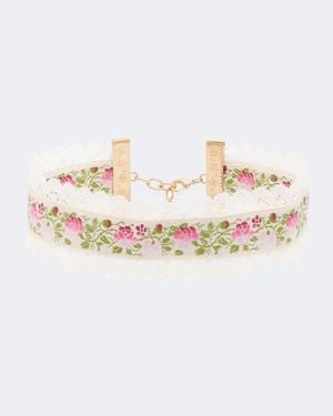 Chloé Choker Floreale Con Pizzo - Bianco
