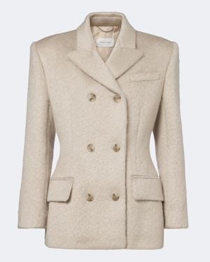 Magda Butrym Double-Breasted Wool-Blend Blazer - Natural