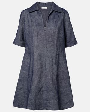 Vince Cotton And Linen Chambray Minidress - Blue