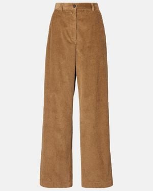Miu Miu Cotton Corduroy Wide-Leg Pants - Brown