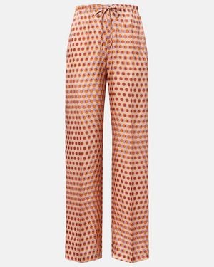 Dries Van Noten Weite Hose Aus Seide - Rot