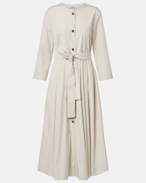 Max Mara Giorno Belted Cotton Shirt Dress - Natural