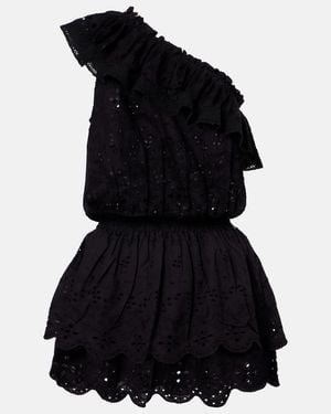 Melissa Odabash Bree Broderie Anglaise One-Shoulder Cotton Minidress - Black