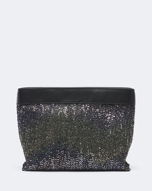 Missoni Sequined Leather-Trimmed Clutch - Black