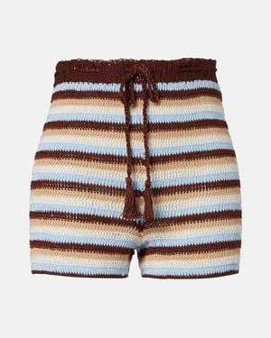 Anna Kosturova Striped Cotton Crochet Shorts - Multicolour
