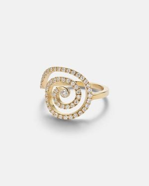 Ileana Makri Anillo Spira De Oro De 18 Ct Con Diamantes - Blanco