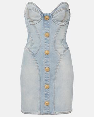 Balmain Short Denim Dress - Blue