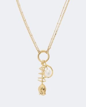 Chloé Embellished Pendant Necklace - Metallic