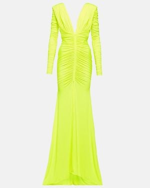 Alex Perry Ruched Satin Gown - Yellow