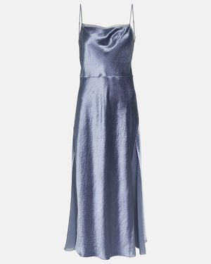 Vince Satin And Organza Slip Dress - Blue