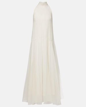 Brunello Cucinelli Monili Silk Maxi Dress - White