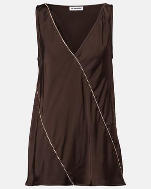 Jil Sander Embellished Satin Top - Brown