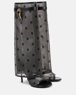 Givenchy Shark Lock Stiletto Sandal Boots - Gray