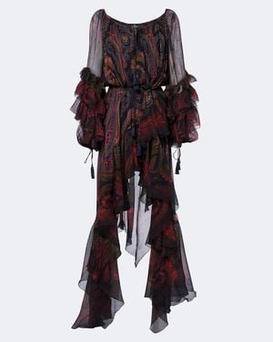Etro Printed Silk Chiffon Gown - Multicolor