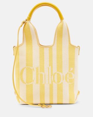 Chloé Stripy Mini Jacquard Top-Handle Bag - Yellow