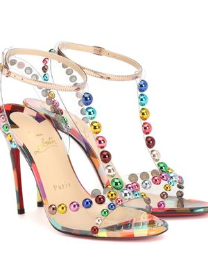 Christian Louboutin Faridaravie 100 Embellished Pvc And Mirrored-leather Sandals - Multicolour