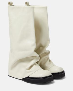 The Attico Robin Leather Knee-High Combat Boots - White