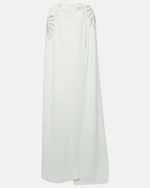 Safiyaa Mattia Embellished Caped Crepe Gown - White