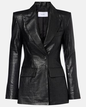 Alex Perry Croc-Effect Leather Blazer - Black