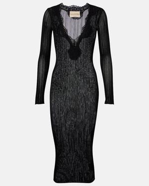 Valentino Ribbed-Knit Midi Dress - Black