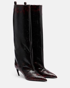 The Attico Lea Snake-Effect Leather Knee-High Boots - Black