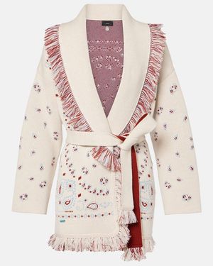 Alanui Bandana Cashmere Jacquard Wrap Cardigan - Pink