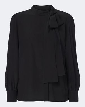 Gucci Tie-Neck Silk Crepe De Chine Blouse - Black