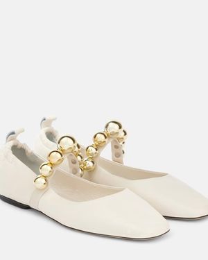 Souliers Martinez Flamenca Leather Mary Jane Flats - White
