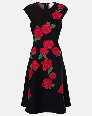 Carolina Herrera Floral Jacquard Midi Dress - Red
