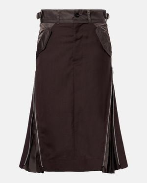 Sacai Pleated Midi Skirt - Brown