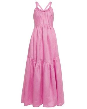 Lee Mathews Ali Linen Maxi Dress - Pink
