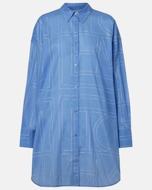 TOTEME Embroidered Cotton-Blend Shirt - Blue