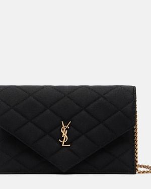 Saint Laurent Paris Mini Quilted Satin Shoulder Bag - Black