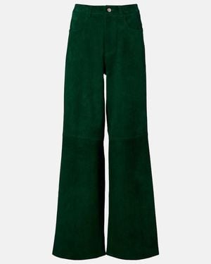 Stouls Mytheo Suede Wide-Leg Trousers - Green