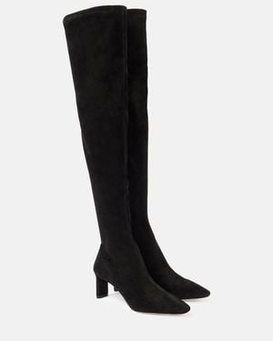 Aquazzura Zenn 65 Suede Knee-High Boots - Black