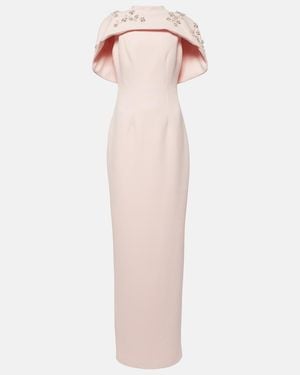 Safiyaa Embellished Caped Crepe Gown - Pink